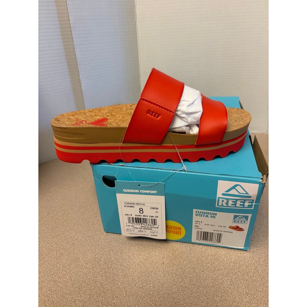 REEF size 8 red cushion vista hi sandal NEW IN BOX WITH TAGS
